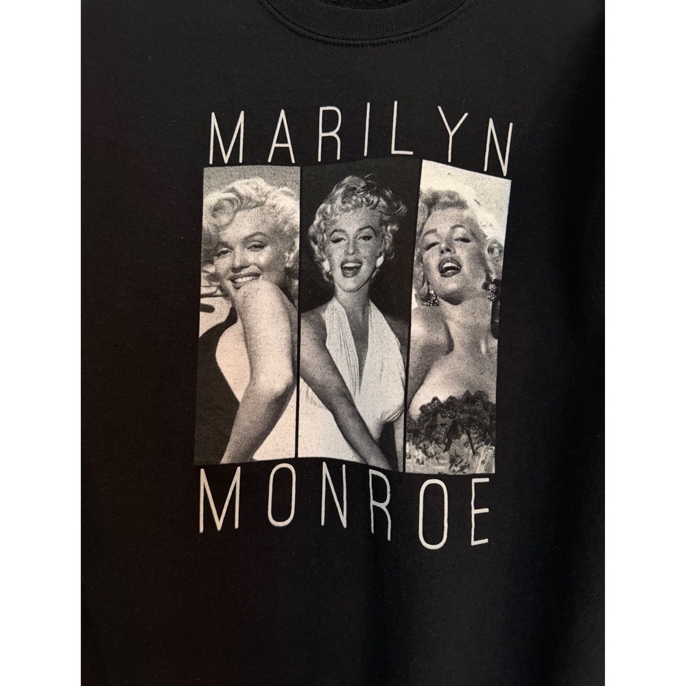 Marilyn Monroe Graphic Sweatshirt Black Crewneck Size S Portrait Triptych